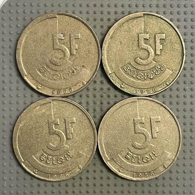 2026年第25场各国散币拍卖（总第175场）年前发货截止到11号 - 比利时1986年5法郎4枚