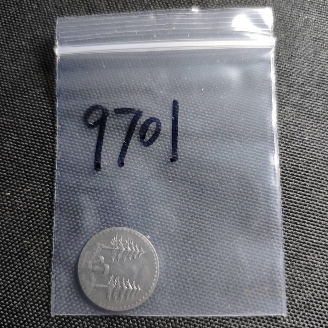 KK钱币收藏小铺  第397期 百期特怕（四拍之一） 2月预留时间 周末发货 1918 德紧Schönwald 5芬尼铁币 云杉蘑菇