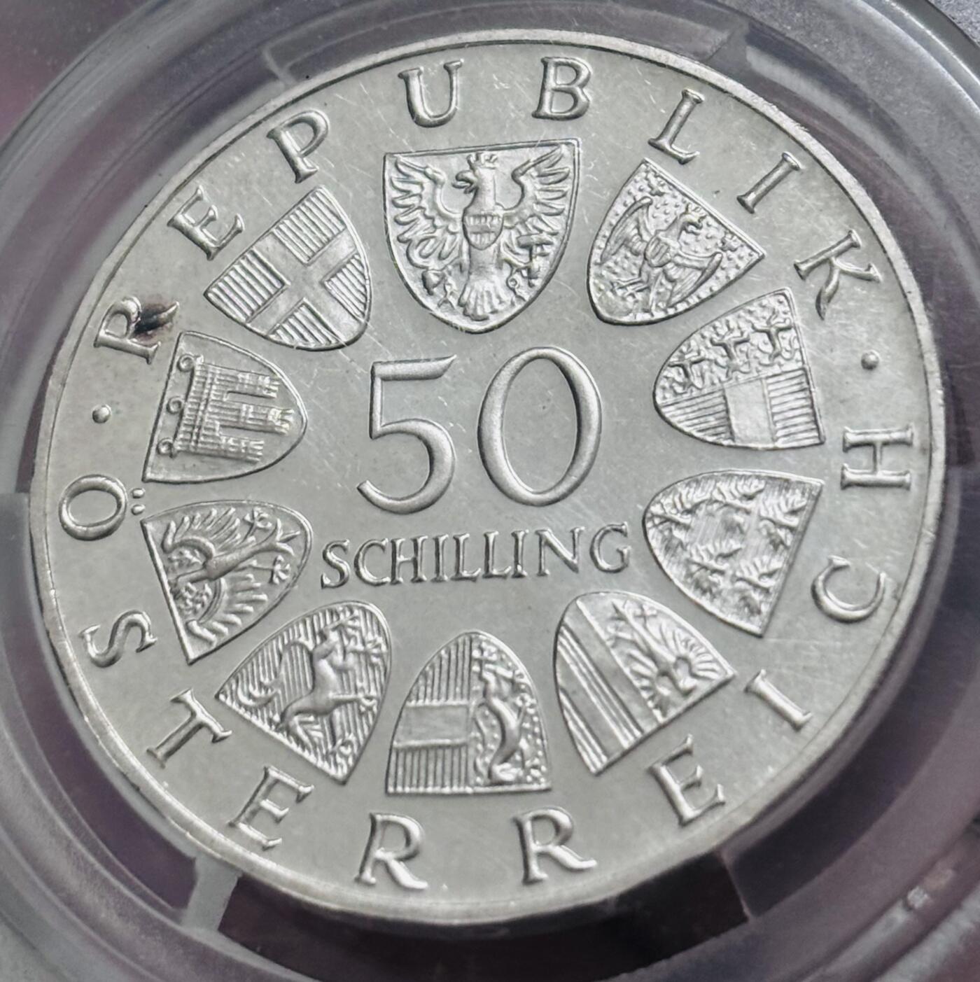 【金马踏春，泉马奔腾】2026 年新年贺岁场，（定于年初五接财神截拍）祝各位老板马到成功，马上有钱，愿岁岁平安喜乐顺遂 爱藏 MS66 分 1968 年奥地利共和国 50 周年 50 先令纪念银币，20 克 900 银