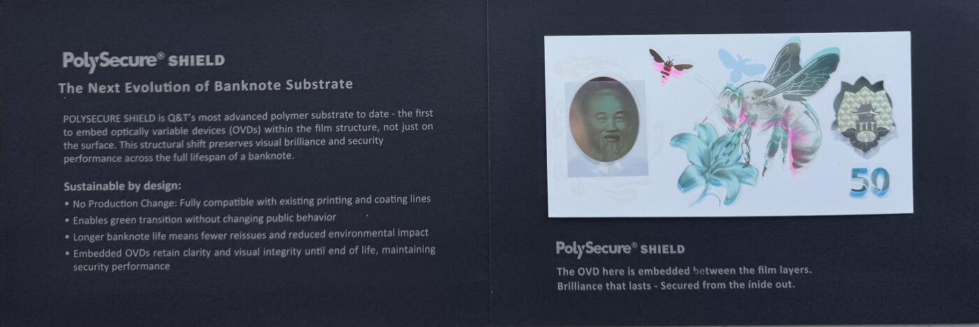 2026第3场（总第230期）：精品测试钞、外钞综合场 越南Q&T 最新PolySecure®Shield内置安全特征50面值塑料基材测试钞册装UNC（胡志明、蜜蜂、花）