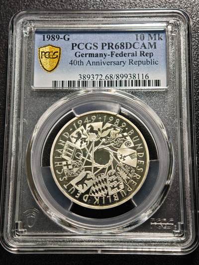 【德藏】世界币章拍卖第165期（拍品征集中~欢迎藏友联系） - 1989年 德国德意志联邦共和国成立40周年10马克精制纪念银币 PCGS PR68DCAM