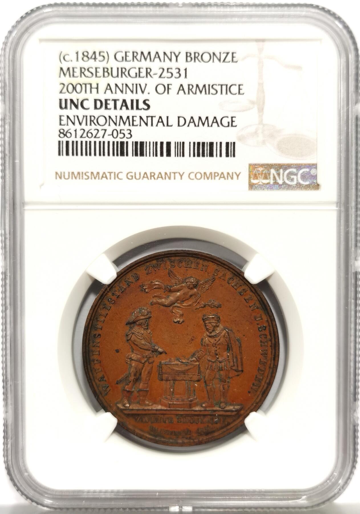 博洋堂蛇年收官专场暨第161期（全场包邮） NGC UNC 德国1845年停战协定签署200周年纪念铜章