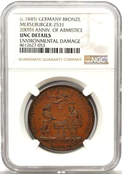 博洋堂蛇年收官专场暨第161期（全场包邮） - NGC UNC 德国1845年停战协定签署200周年纪念铜章