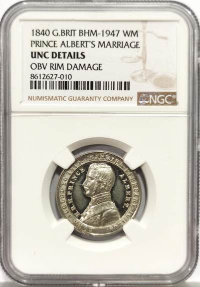博洋堂蛇年收官专场暨第161期（全场包邮） - NGC UNC 英国1840年阿尔伯特亲王大婚纪念白金属章