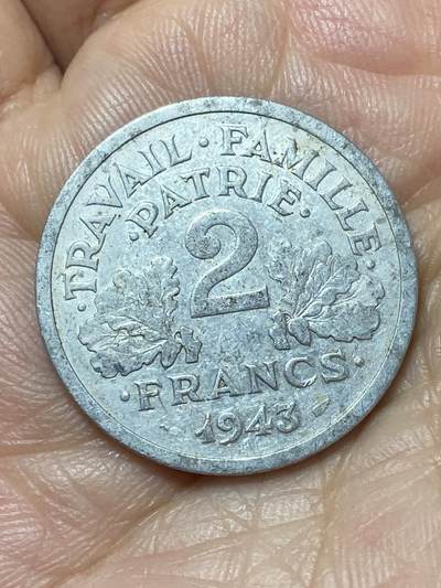 2026年第二十二场(总第一百九十一场）外国好品散币场(免佣金) - 法国1943年2法郎(维希傀儡政府时期)