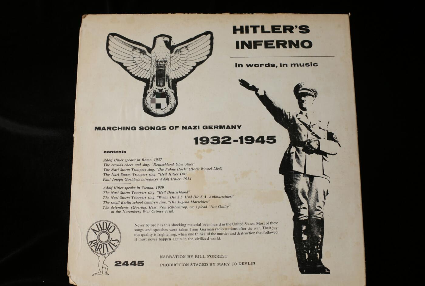 欢庆春节！戎马世界章牌大赏第112期春节大拍  德专场 《希特勒的地狱》黑胶唱片