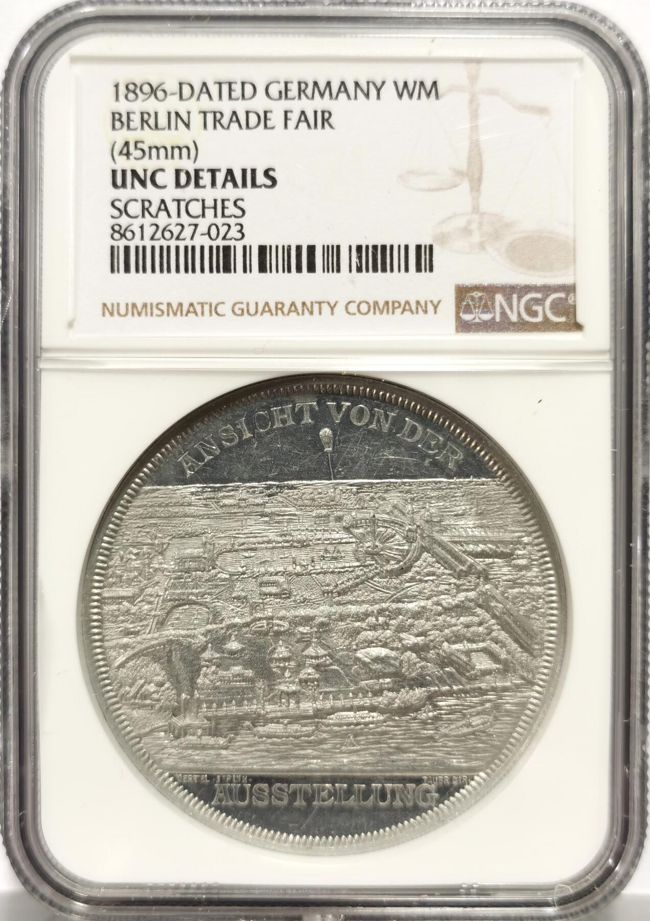 博洋堂蛇年收官专场暨第161期（全场包邮） NGC UNC 德国1896年柏林贸易博览会纪念白金属章，45mm，加厚盒