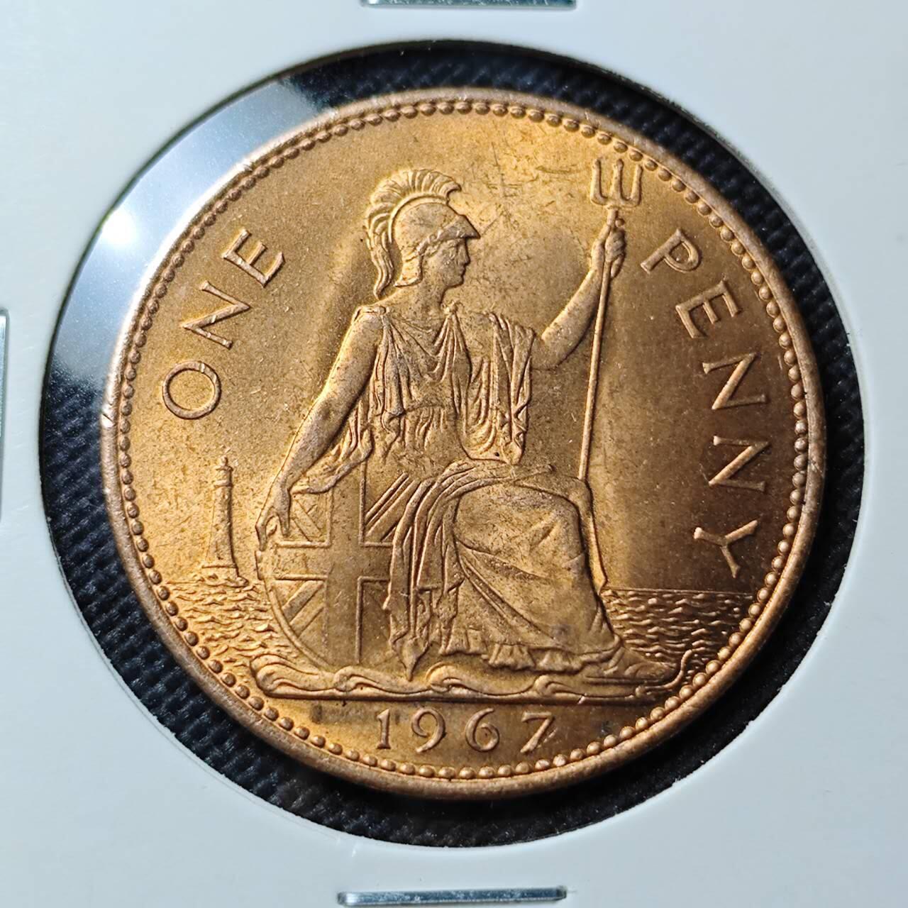 KK钱币收藏小铺  第395期  2月预留时间 周末发货 1967英国1便士 好品