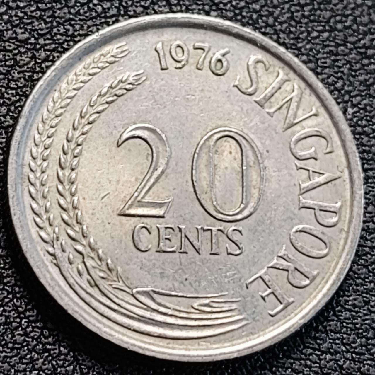 泉币菌-第186场- 小年快乐 精品福利场（本周五和之前的 2月14日发货） 高币值 1976年 新加坡20分 海洋动物-剑鱼 24mm 