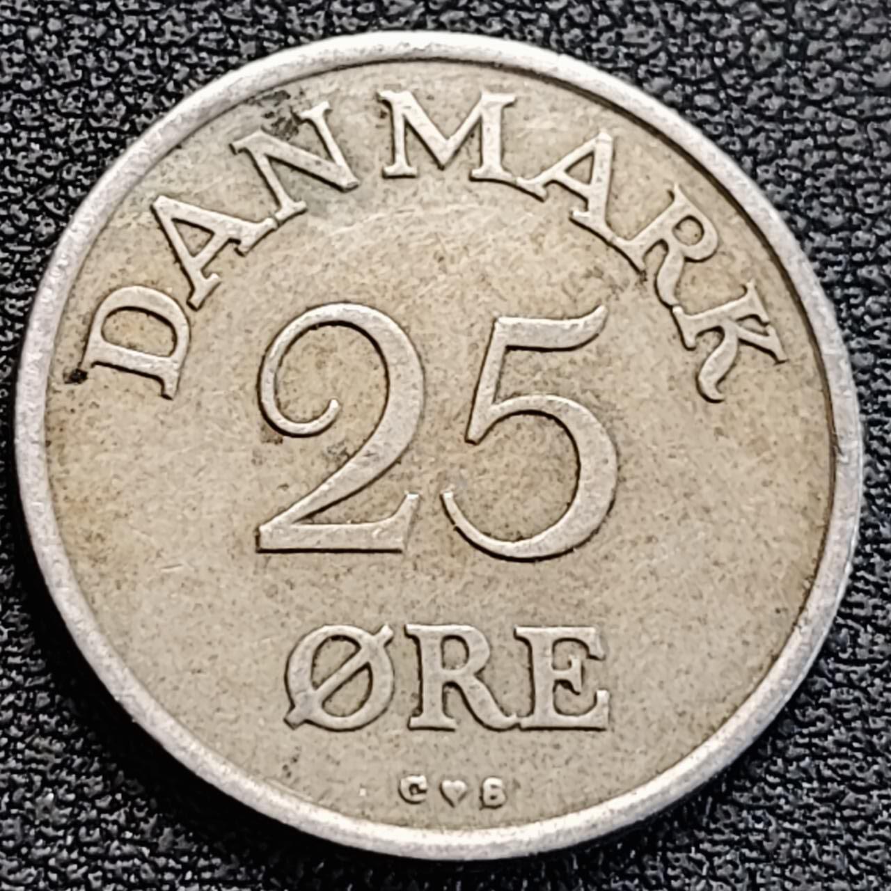 泉币菌-第186场- 小年快乐 精品福利场（本周五和之前的 2月14日发货） 丹麦1956年25欧尔 铜镍 23mm 