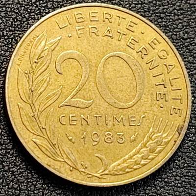 泉币菌-第186场- 精品福利场（本周五和之前的 2月14日发货） - 法国1983年20生丁铜币 玛丽安娜 入欧前末版 绝版