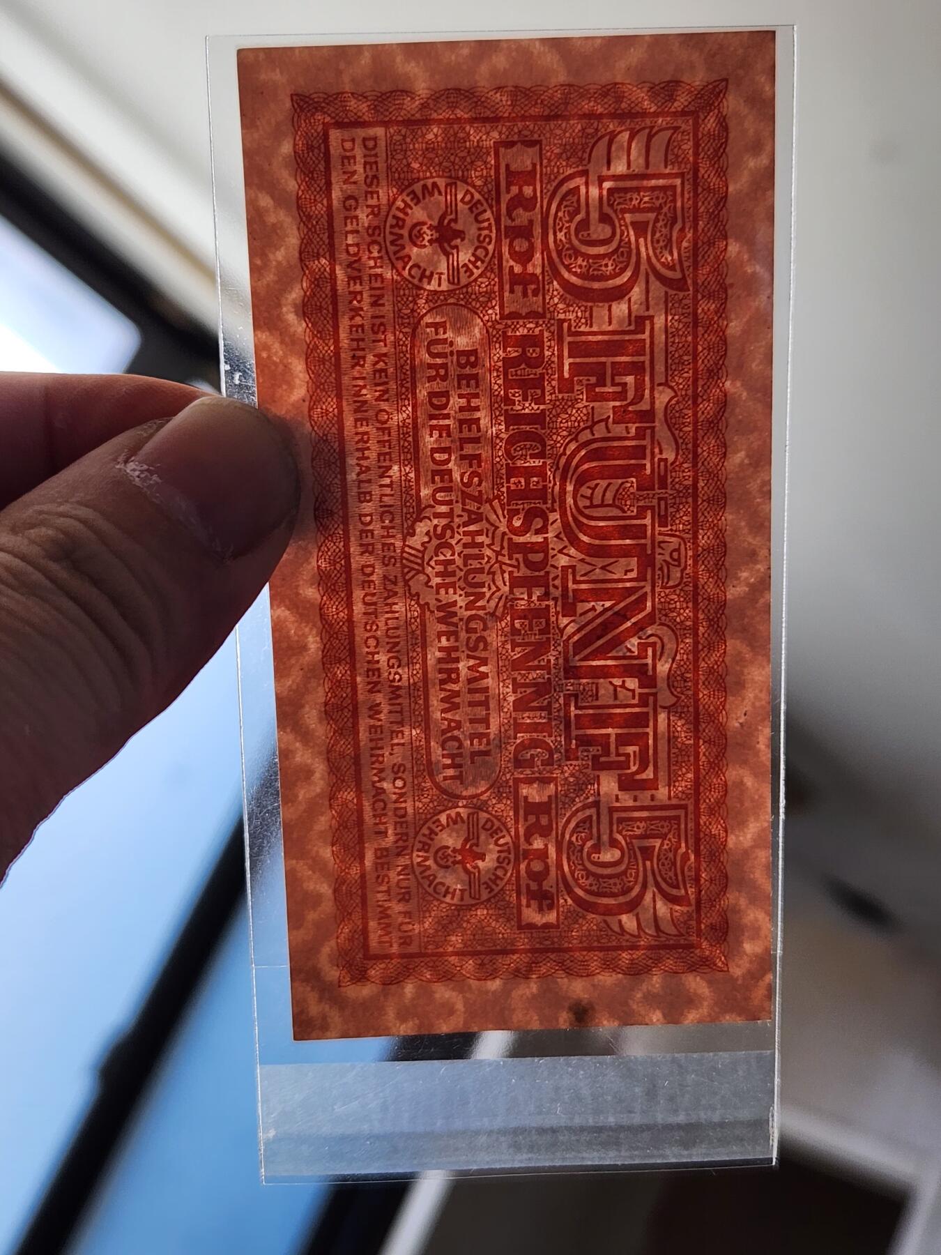 2月10号晚上8点 外国纸币自动截拍第23场 德国早期 德意志 1940年 5芬尼 新品有个黄点