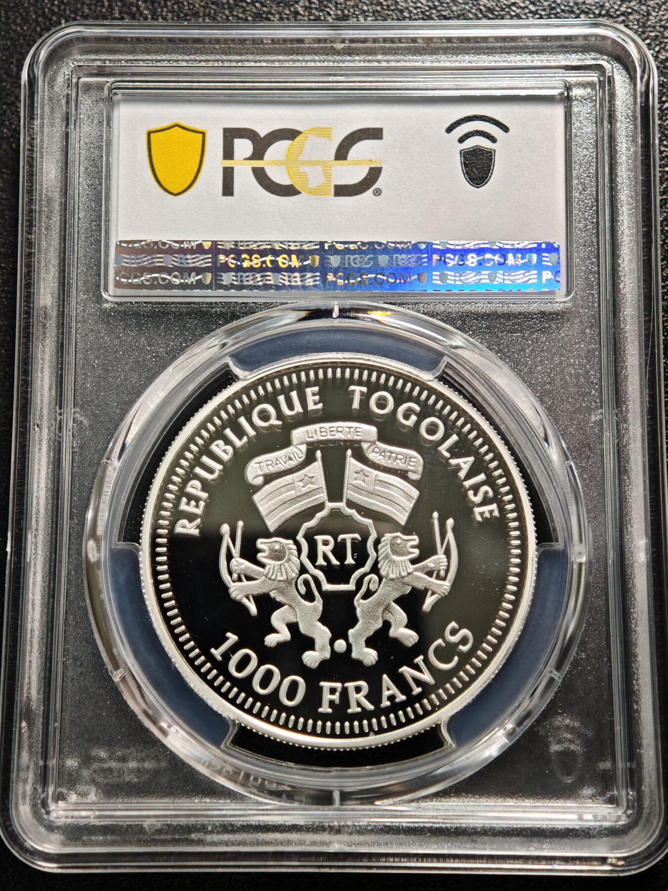 【德藏】世界币章拍卖第165期（拍品征集中~欢迎藏友联系） 2005年 多哥濒危野生动物-猴1000法郎精制纪念银币 PCGS PR69DCAM（999银 19.91g）