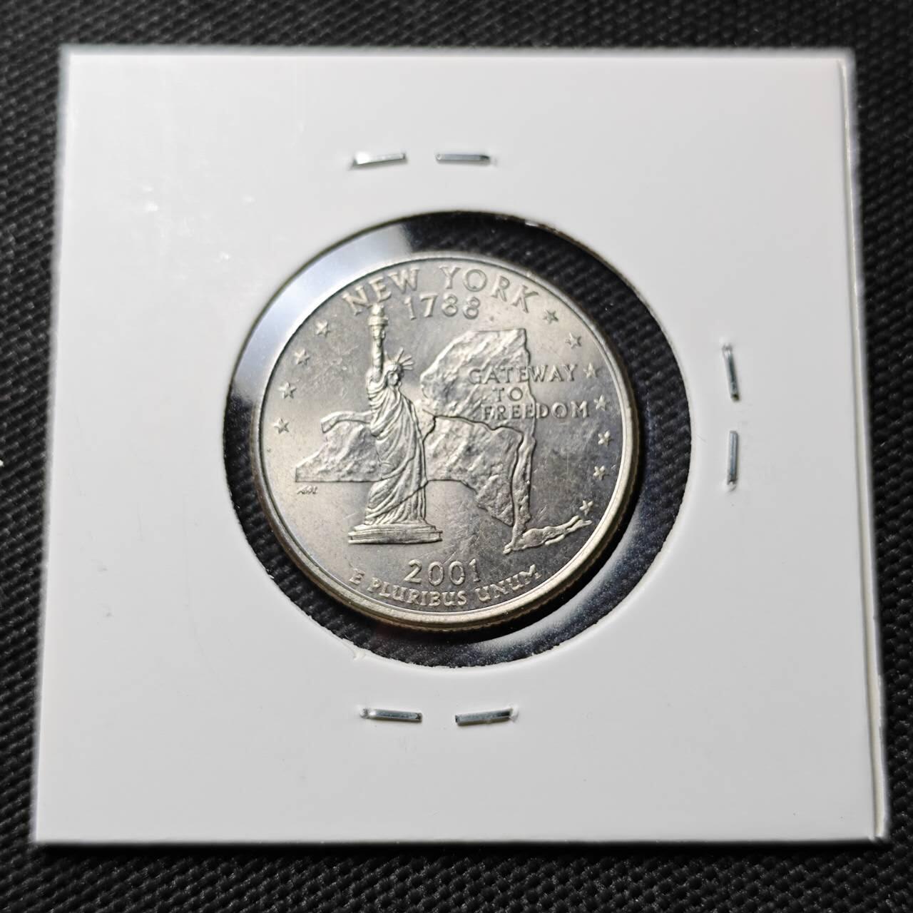 KK钱币收藏小铺  第395期  2月预留时间 周末发货 2001美国25美分 纪念币