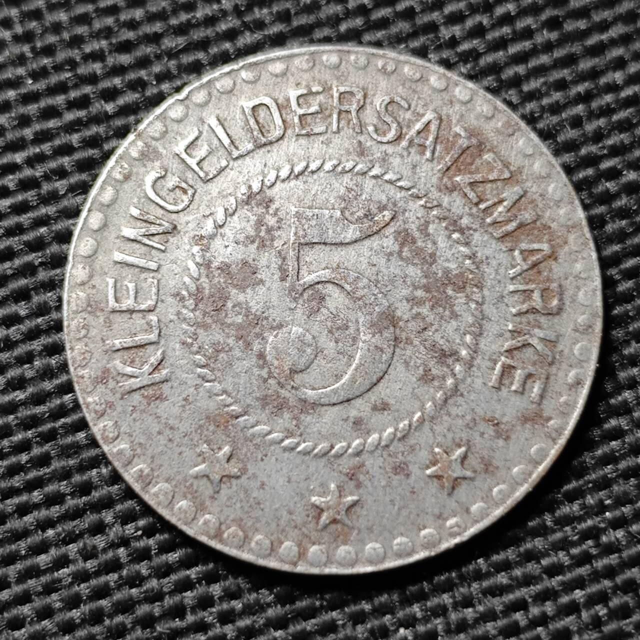 KK钱币收藏小铺  第397期 百期特怕（四拍之一） 2月预留时间 周末发货 1918 德紧萨尔菲尔德 5芬尼铁币 