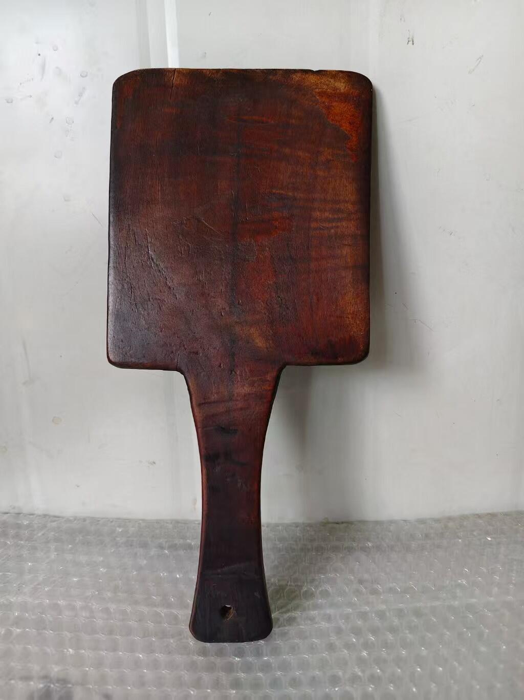 清代，黄果木独板，中医房用，高浮反雕婦科血崩丸印板，雕工精美，包浆自然