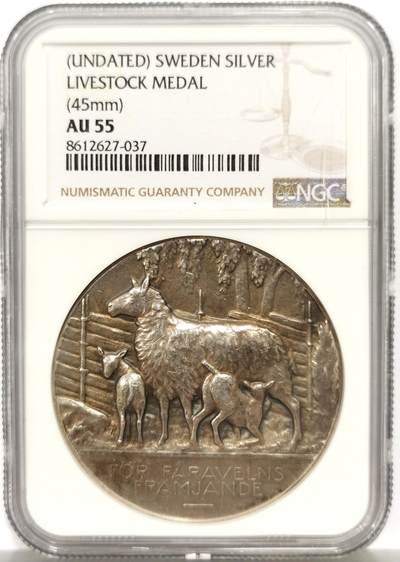 博洋堂蛇年收官专场暨第161期（全场包邮） - NGC AU55 瑞典畜牧业银质奖章，45mm
