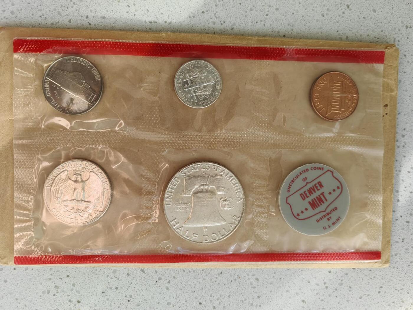 美国1963年套币丹佛厂原封合计纯银约20克