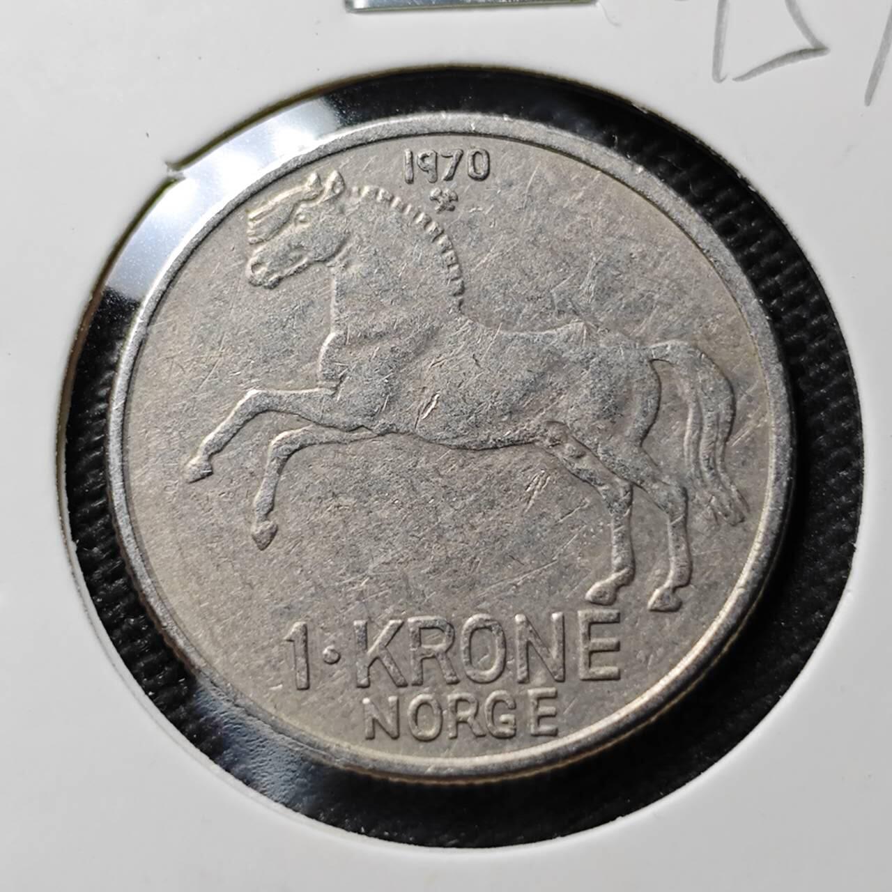 KK钱币收藏小铺  第395期  2月预留时间 周末发货 1970挪威1克朗