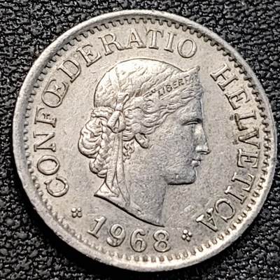 泉币菌-第189场- 情人节快乐 精品福利场 拍品较多 请提前出价（年后发货） - 1968年 瑞士10生丁10分女神 19mm