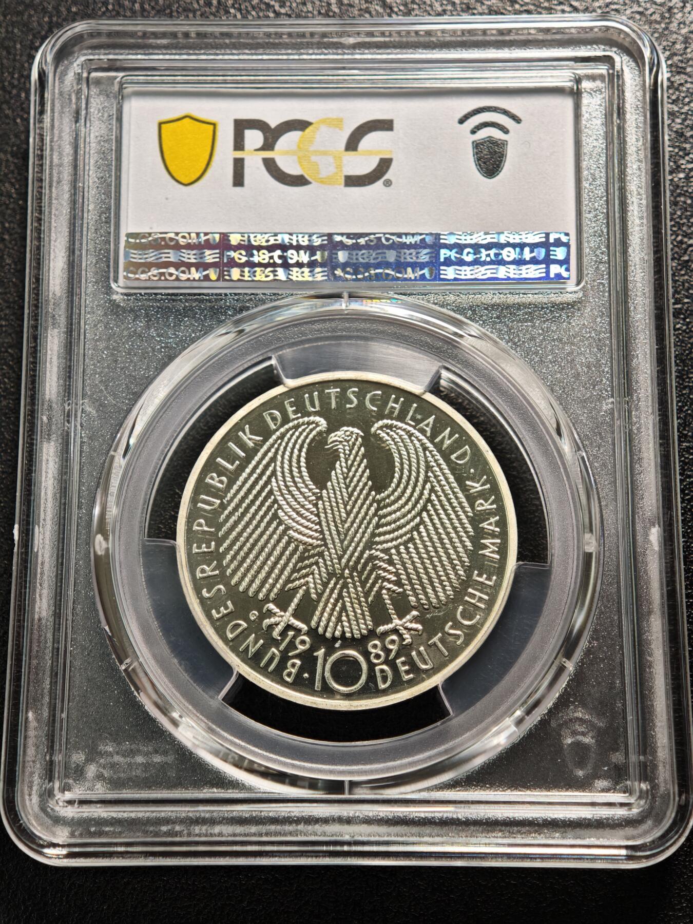 【德藏】世界币章拍卖第165期（拍品征集中~欢迎藏友联系） 1989年 德国德意志联邦共和国成立40周年10马克精制纪念银币 PCGS PR68DCAM