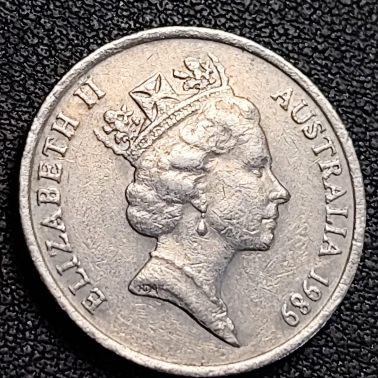 泉币菌-第186场- 小年快乐 精品福利场（本周五和之前的 2月14日发货） 英属 澳大利亚1989年10分铜镍币 琴鸟 伊丽莎白二世女王  铜镍币 23.6mm