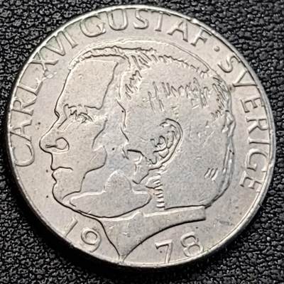 泉币菌-第189场- 情人节快乐 精品福利场 拍品较多 请提前出价（年后发货） -  瑞典1978年1克朗铜镍币，卡尔十六世 古斯塔夫，25mm