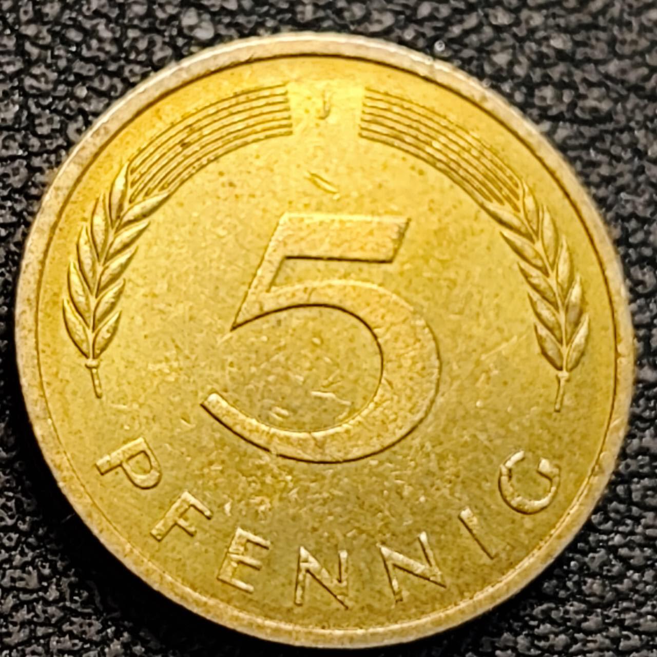 泉币菌-第186场- 小年快乐 精品福利场（本周五和之前的 2月14日发货） 联邦德国1980年 5芬尼硬币 橡树麦穗  银行版 