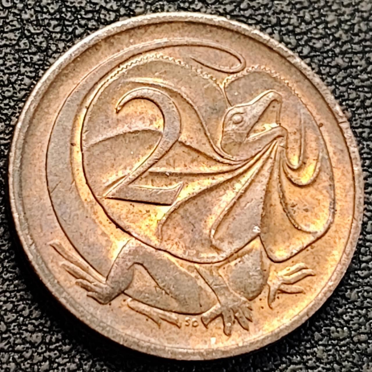 泉币菌-第186场- 小年快乐 精品福利场（本周五和之前的 2月14日发货） 美品 1981年 英属澳大利亚2分铜币 伞蜥蜴斗篷蜥 21.5mm