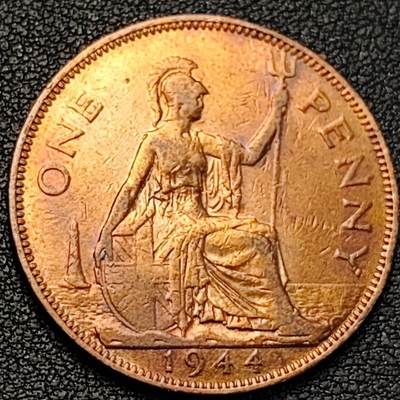 泉币菌-第188场- 迎 情人节专场 本场拍品多 请提前出价（本周五和之前拍的 2月14日发货） - 二战时期 1944年 不列颠女神 英国1便士大铜币 乔治六世 31mm 