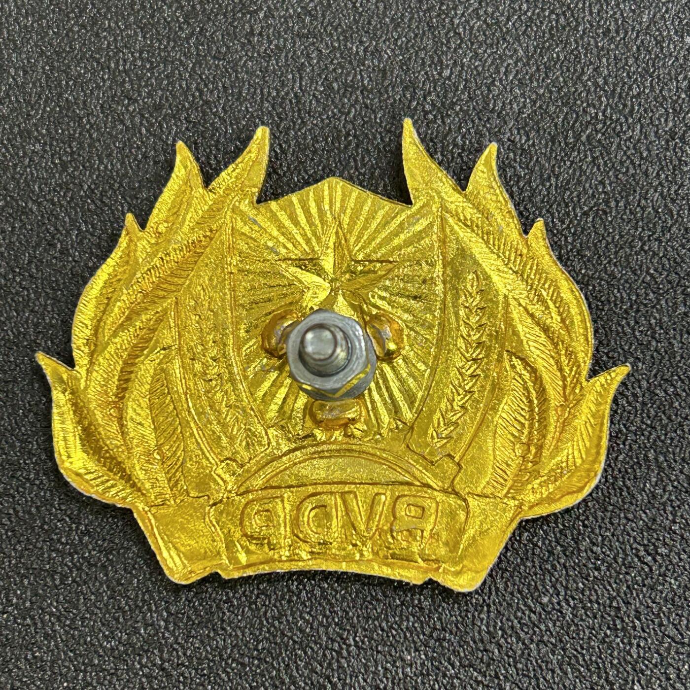 西秦中古拍卖第七十七期 2026马年新春专场 本场拍品年初九发出 越南基层安全维护部队帽徽 不脱产的群众武装力量，由政府和人民委员会管理控制，接受各级军事机关指导和直接指挥。其成员来自符合条件的公民，男满18至45岁、女满18至40岁且身体健康者都有义务参加。主要任务包括随时准备战斗，配合公安、边防部队等捍卫领土主权、政治安宁和社会安全秩序等