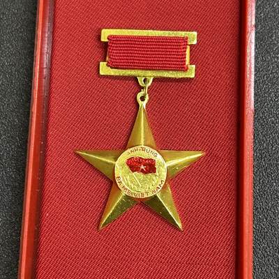 西秦中古拍卖第七十七期 2026马年新春专场 本场拍品年初九发出 - 越南英雄母亲勋章 母亲金星章 第一版带原盒 1994年9月10日设立，英雄越南母亲是越南国家授予或追授的荣誉称号，表彰那些为民族解放事业、保卫祖国和履行国际义务做出贡献和牺牲的越南妇女。因为她们的丈夫或者孩子都是战争伤残人员和烈士。