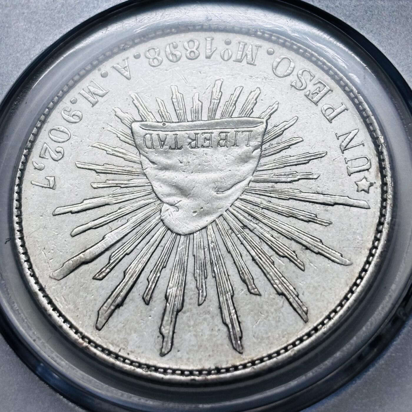 【金马踏春，泉马奔腾】2026 年新年贺岁场，（定于年初五接财神截拍）祝各位老板马到成功，马上有钱，愿岁岁平安喜乐顺遂 公博 AU58 分 1898 年墨西哥花边鹰洋银元