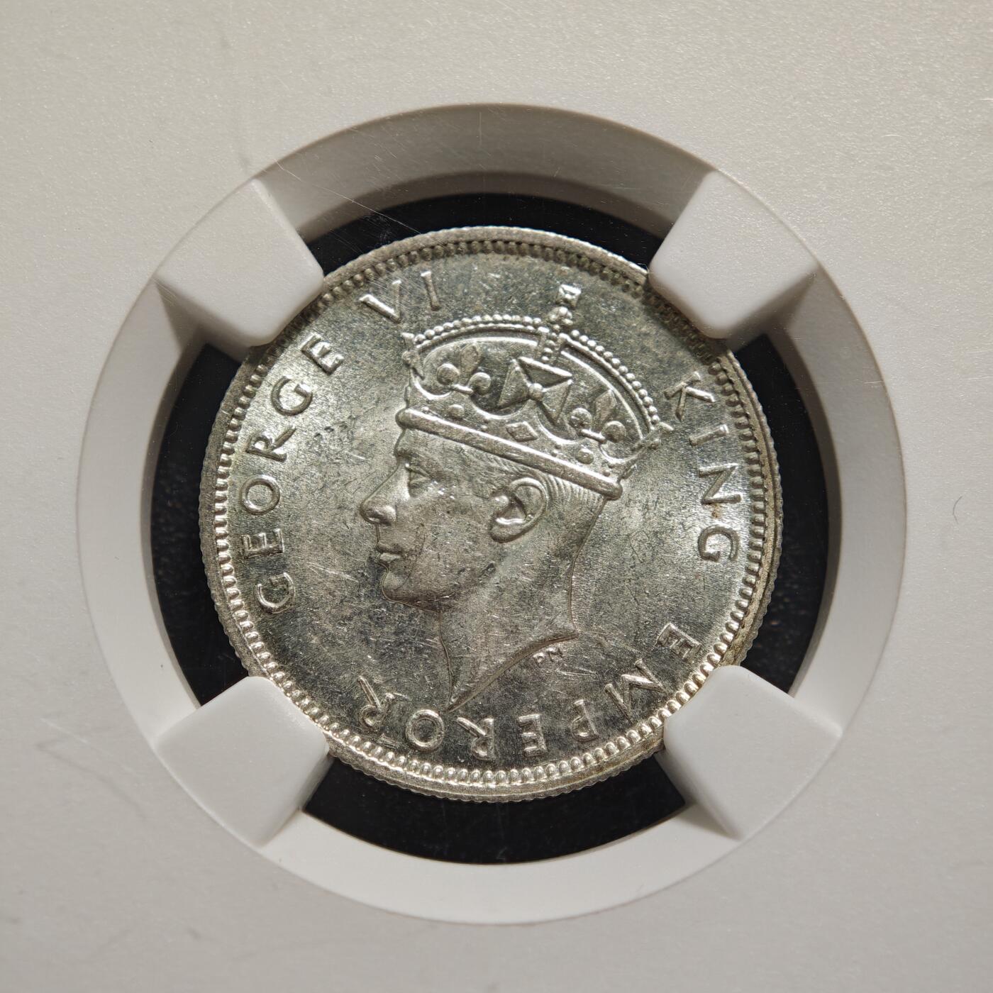 【德藏】世界币章拍卖第165期（拍品征集中~欢迎藏友联系） 1942年 英属南罗德西亚乔治六世1先令银币 NGC MS61