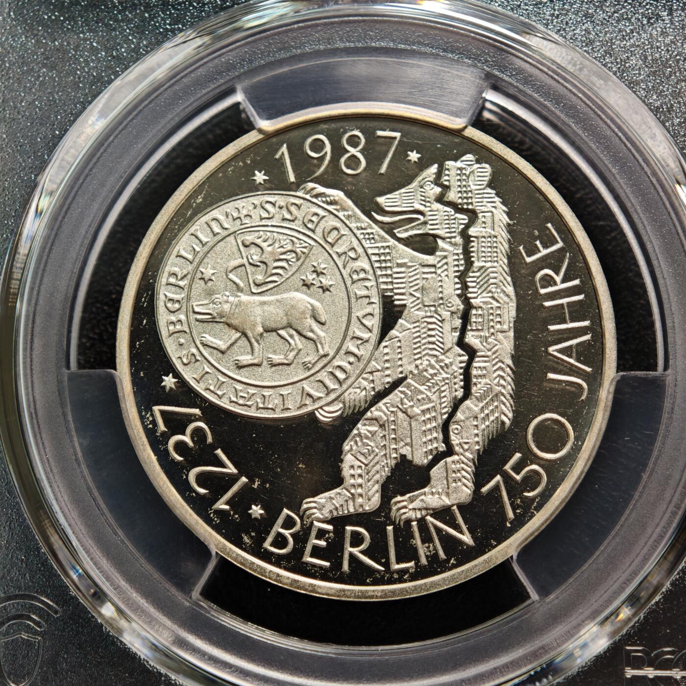 【德藏】世界币章拍卖第165期（拍品征集中~欢迎藏友联系） 1987年 德国柏林建城750周年10马克精制纪念银币 PCGS PR68DCAM