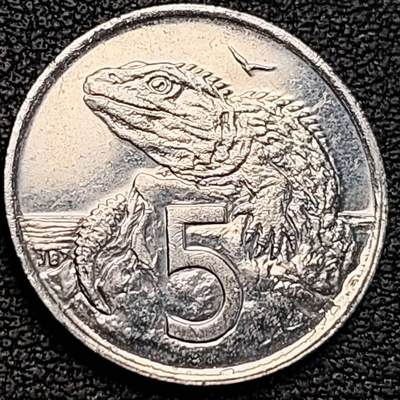 泉币菌-第189场- 情人节快乐 精品福利场 拍品较多 请提前出价（年后发货） - 蜥蜴 1999年 英属新西兰 5分镍铜硬幣 19mm