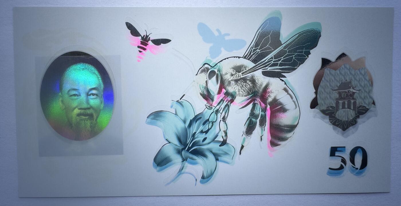 2026第3场（总第230期）：精品测试钞、外钞综合场 越南Q&T 最新PolySecure®Shield内置安全特征50面值塑料基材测试钞册装UNC（胡志明、蜜蜂、花）