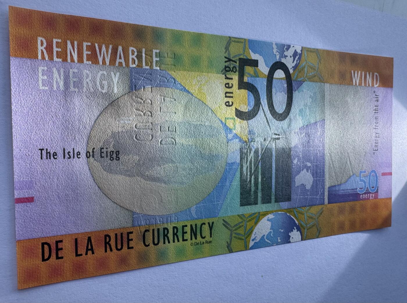 2026第3场（总第230期）：精品测试钞、外钞综合场 WIND字样/金色Spark油墨 德纳罗DLR “能源系列～风能”50面额测试钞UNC