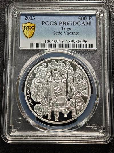 【德藏】世界币章拍卖第165期（拍品征集中~欢迎藏友联系） - 2013年 多哥宗座缺位500法郎精制纪念银币 PCGS PR67DCAM