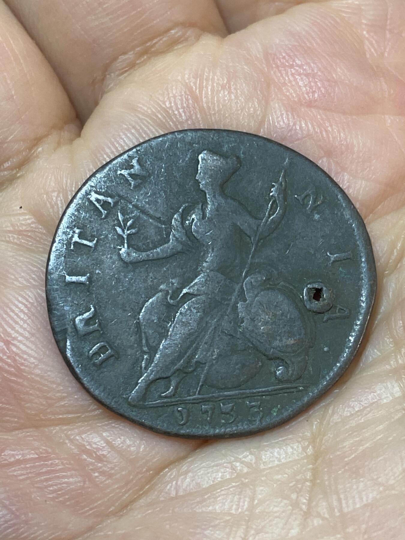 2026年第二十二场(总第一百九十一场）外国好品散币场(免佣金) 打孔–英国🇬🇧1753年1/2便士(乔治二世时期)