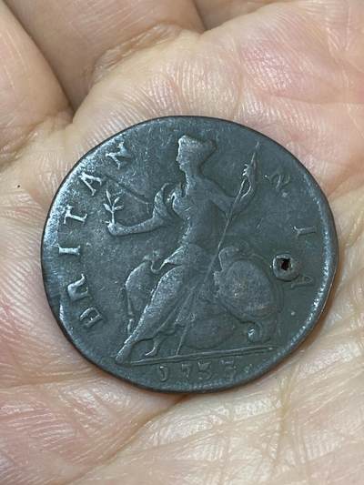 2026年第二十二场(总第一百九十一场）外国好品散币场(快递已停运节后统一发货) - 打孔–英国🇬🇧1753年1/2便士(乔治二世时期)