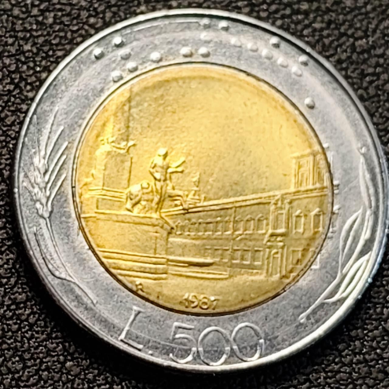泉币菌-第186场- 小年快乐 精品福利场（本周五和之前的 2月14日发货） 世界首枚双色币 意大利1987年500里拉 罗马建筑雕像 广场 25.8mm