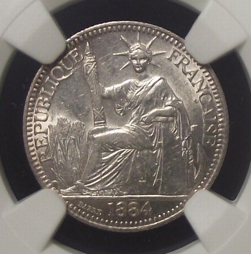 【NGC-MS62】法属交趾1884年10分小坐洋银币