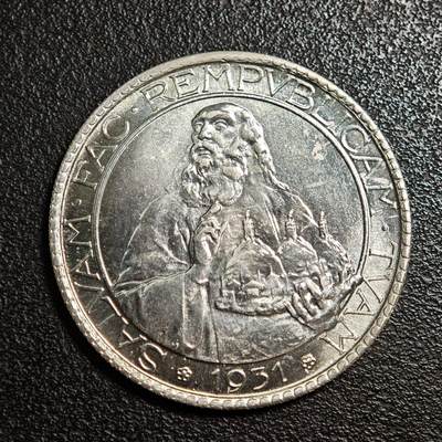 【德藏】世界币章拍卖第165期（拍品征集中~欢迎藏友联系） - 1931年 圣马力诺20里拉银币 直径约：35.8mm；重约：15.3g