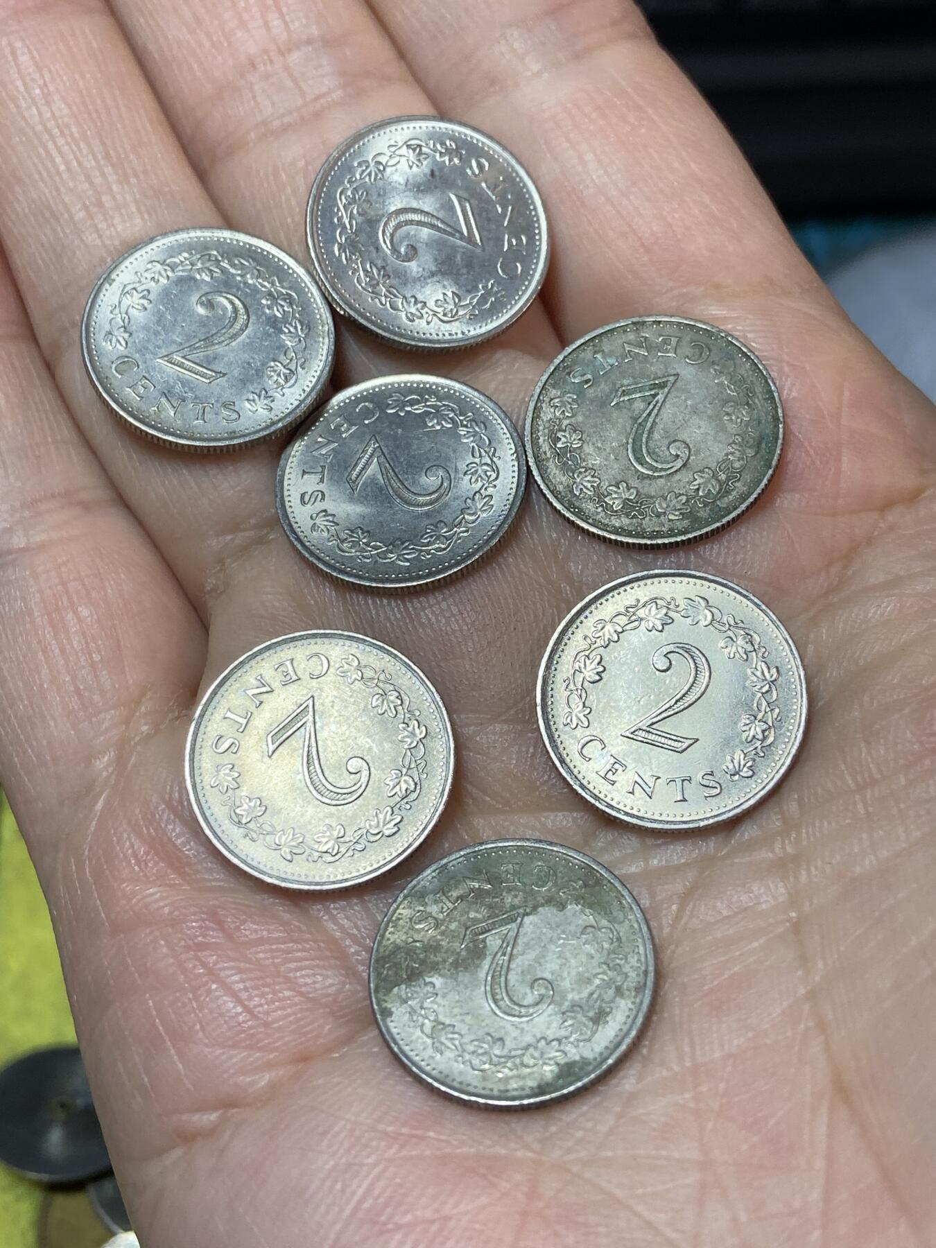 2026年第二十二场(总第一百九十一场）外国好品散币场(免佣金) 马耳他🇲🇹2分7枚：1977年72年(第一套流通硬币)