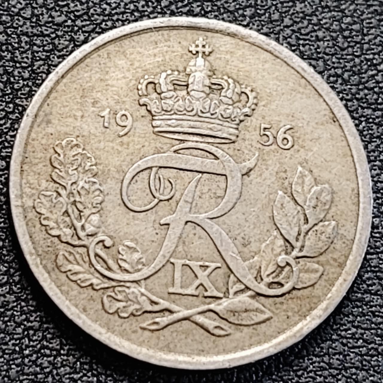 泉币菌-第186场- 小年快乐 精品福利场（本周五和之前的 2月14日发货） 丹麦1956年25欧尔 铜镍 23mm 