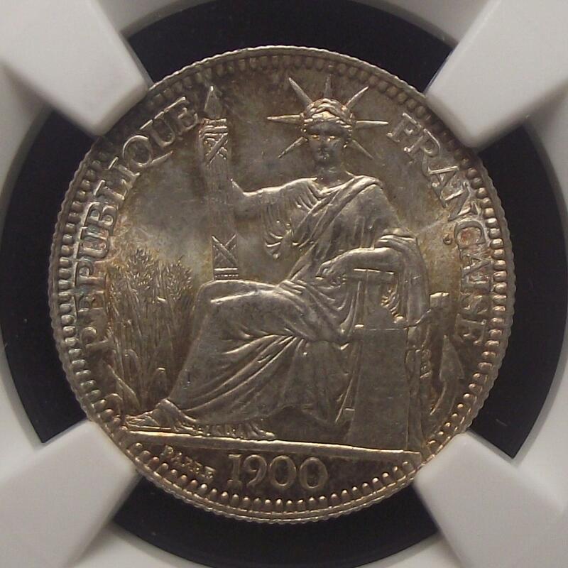 【NGC-MS66冠军】法属印支1900年10分小坐洋银币