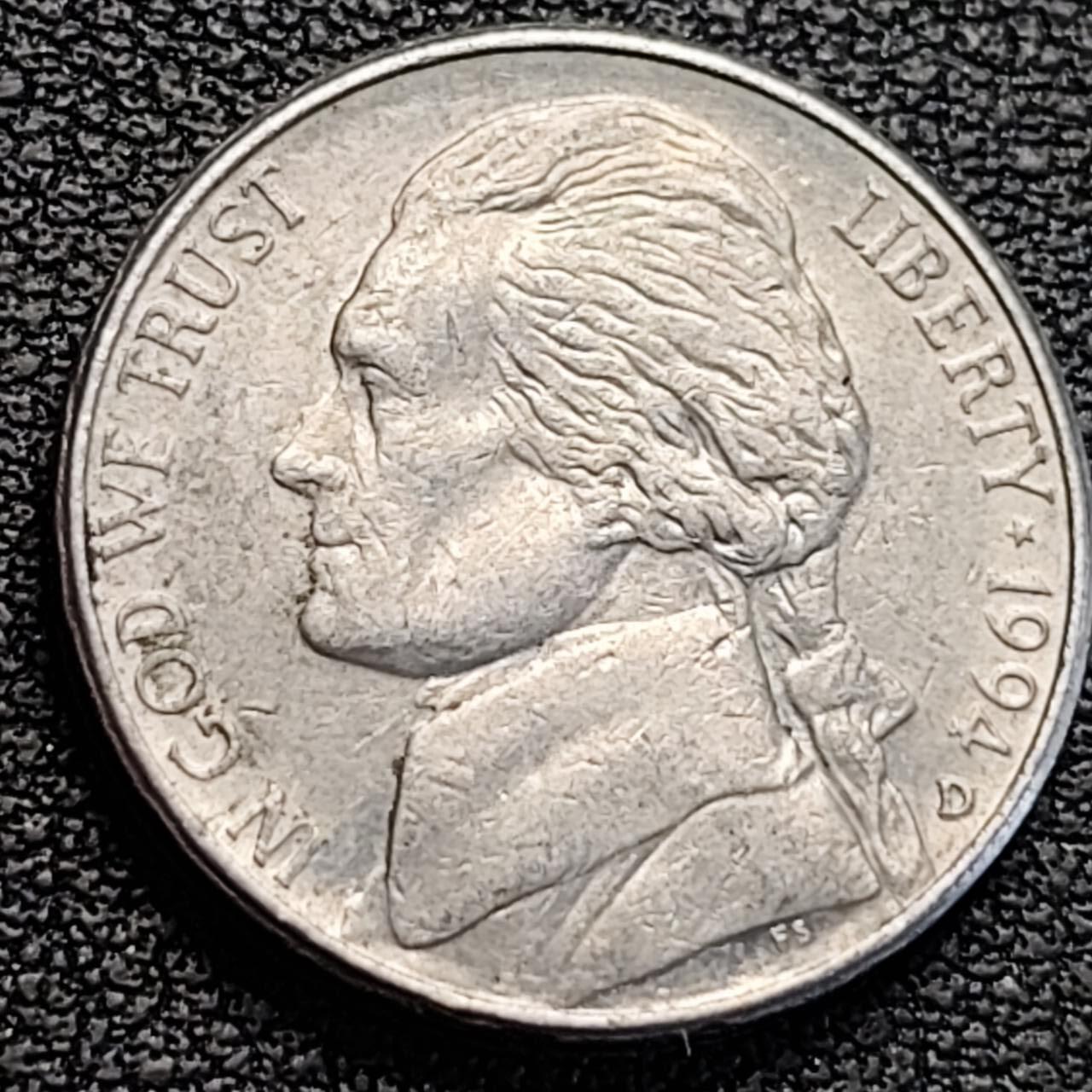 泉币菌-第186场- 小年快乐 精品福利场（本周五和之前的 2月14日发货） 美国1994年5美分纪念币 杰斐逊 及 故居蒙蒂塞洛庄园 21mm 