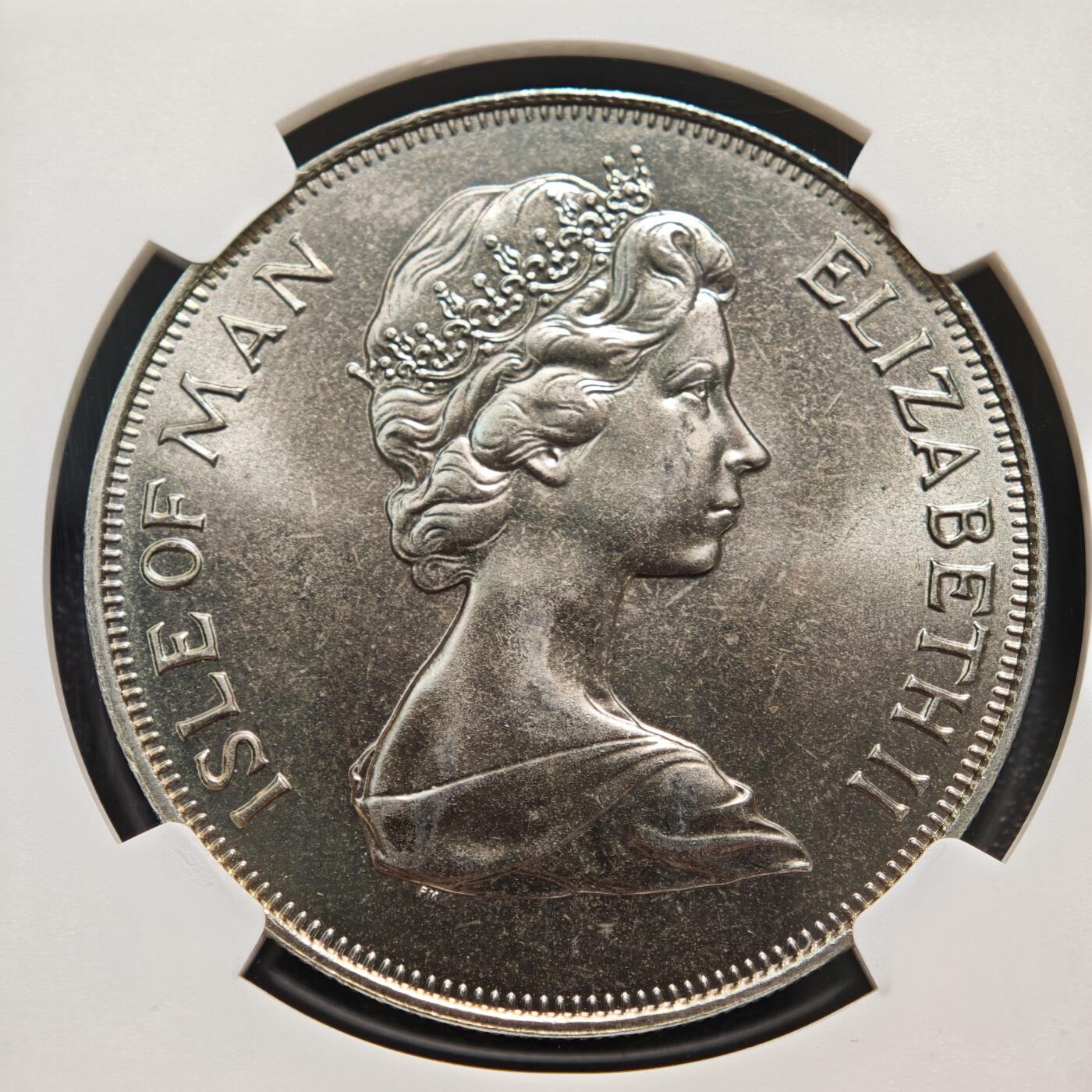 【德藏】世界币章拍卖第165期（拍品征集中~欢迎藏友联系） 1975年 马恩岛猫系列25便士纪念镍币 NGC MS64