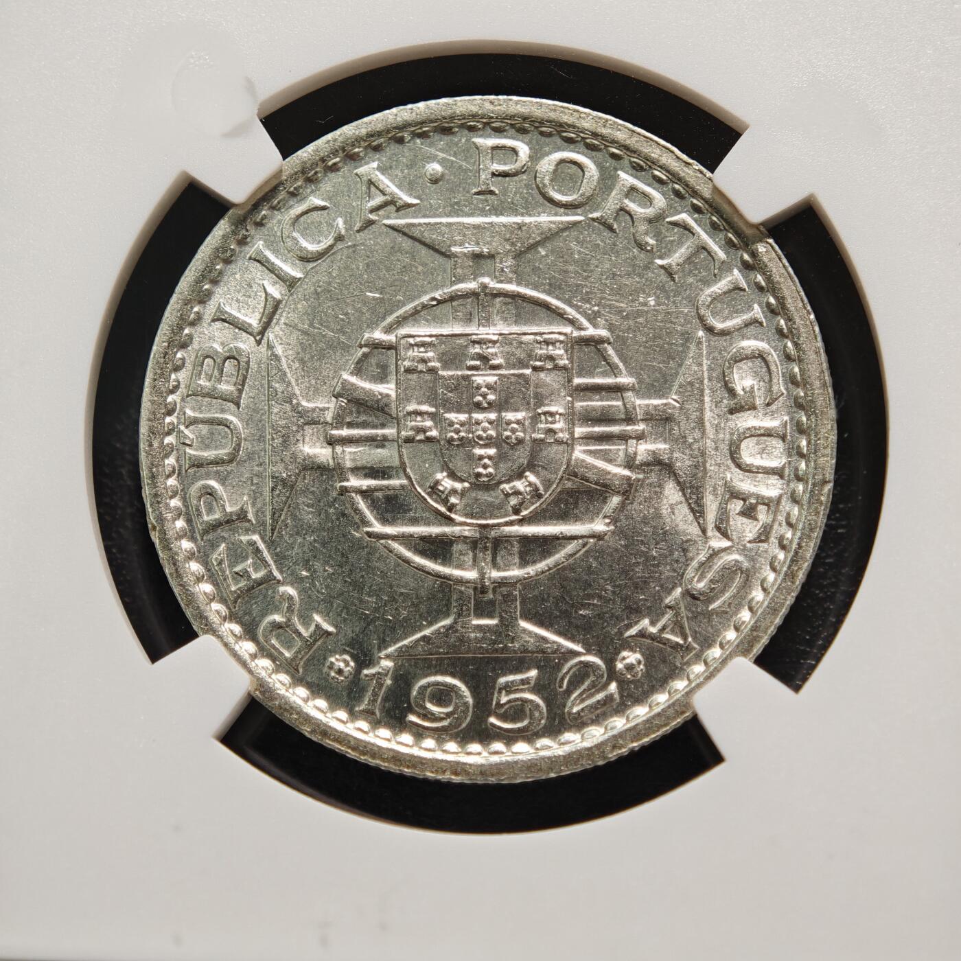 【德藏】世界币章拍卖第165期（拍品征集中~欢迎藏友联系） 1952年 葡属澳门伍圆银币 NGC UNC
